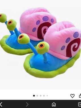 Pink & Blue Snail Plush Slippers